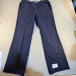 Lands End Womens Navy Blue Cotton Chino Pants Straight Leg Size 10 Casual Work